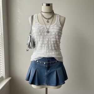 White Ruffled Tank Top